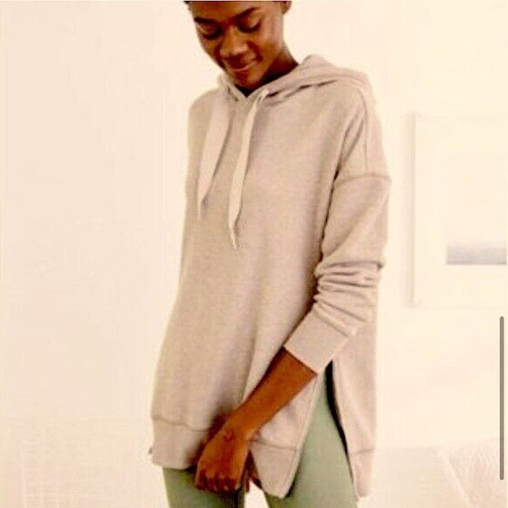 Aerie Taupe Oversized Side Zipper Sweatshirt Hoodie Size XS